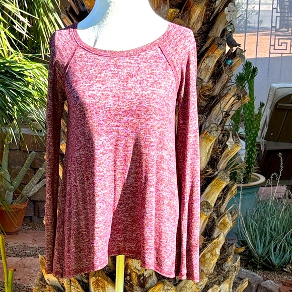 Hollister Marled Pink Long Sleeve Tunic Tee Size M - Picture 1 of 4